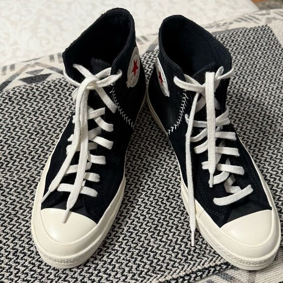 Converse Black Chuck 70 Crafted
Leather High Egret Sneakers Sz-6.5M/8.5W - Picture 1 of 10